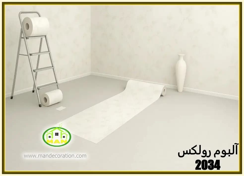 کاغذ دیواری رولکس گلدار کرم رنگ کد:2034 — تصویر ۳