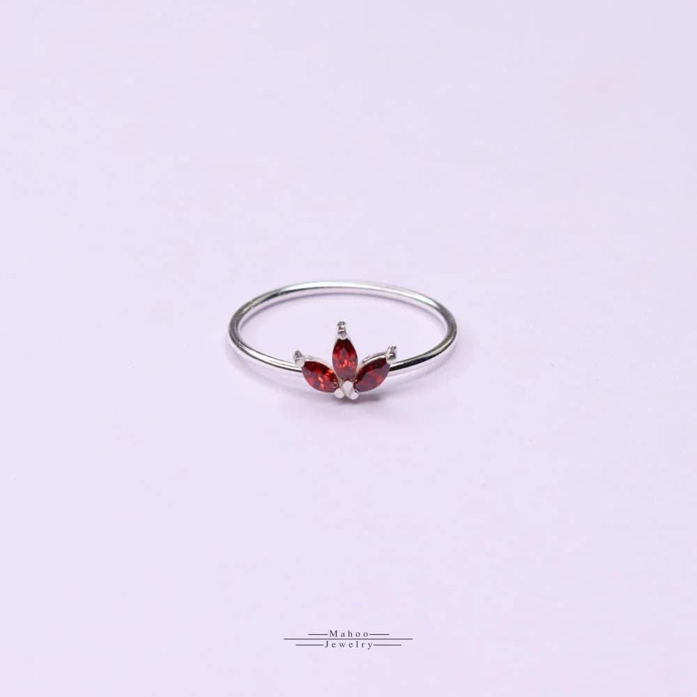 انگشتر نقره گل 3 پر R0225 — تصویر ۳