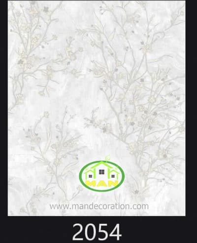 کاغذ دیواری مدرن گلدار طوسی کد2054 — تصویر ۲