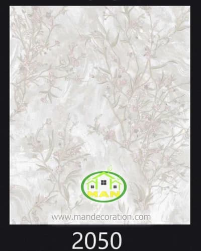 کاغذ دیواری مدرن گلدار طوسی کد:2050 — تصویر ۲