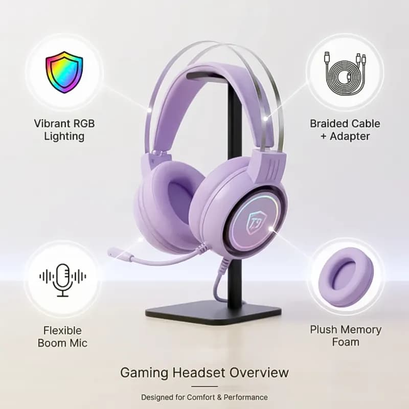 هدست سیم دار RGB گیمینگ مدل N76 — تصویر ۷