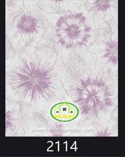 کاغذ دیواری مدرن گلدار بنفش کد:2114 — تصویر ۲