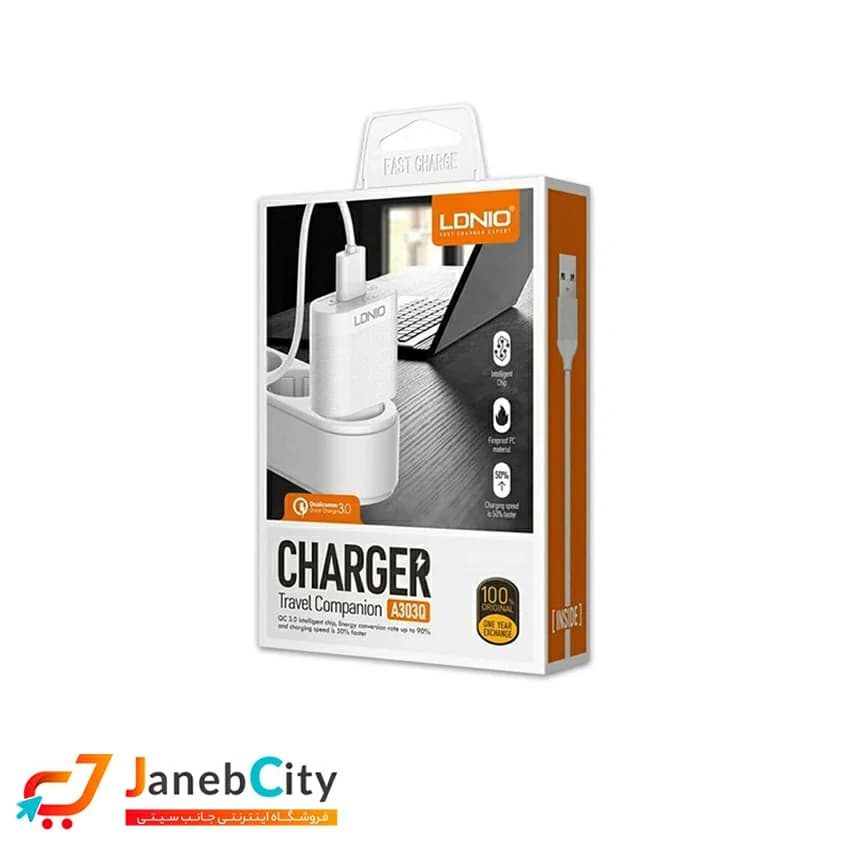 شارژر دیواری الدینیو مدل A303Q+کابل — تصویر ۹