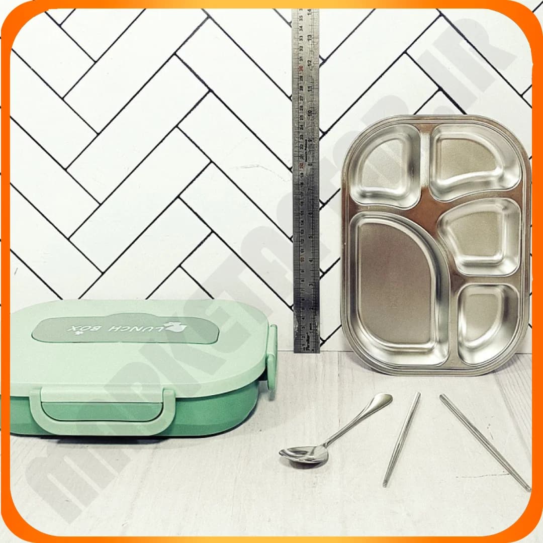 ظرف غذای مستطیل داخل استیل (همراه با چاپ استیک) لانچ باکس — تصویر ۳