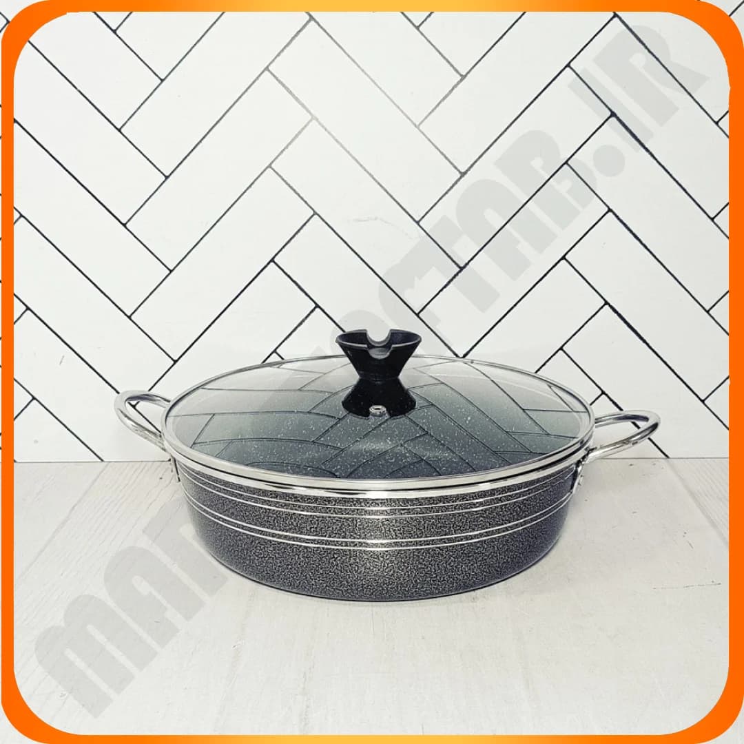 تابه تک دو دسته سایز 28 چکشی دسته فلزی درب پیرکس ویژه زومبا