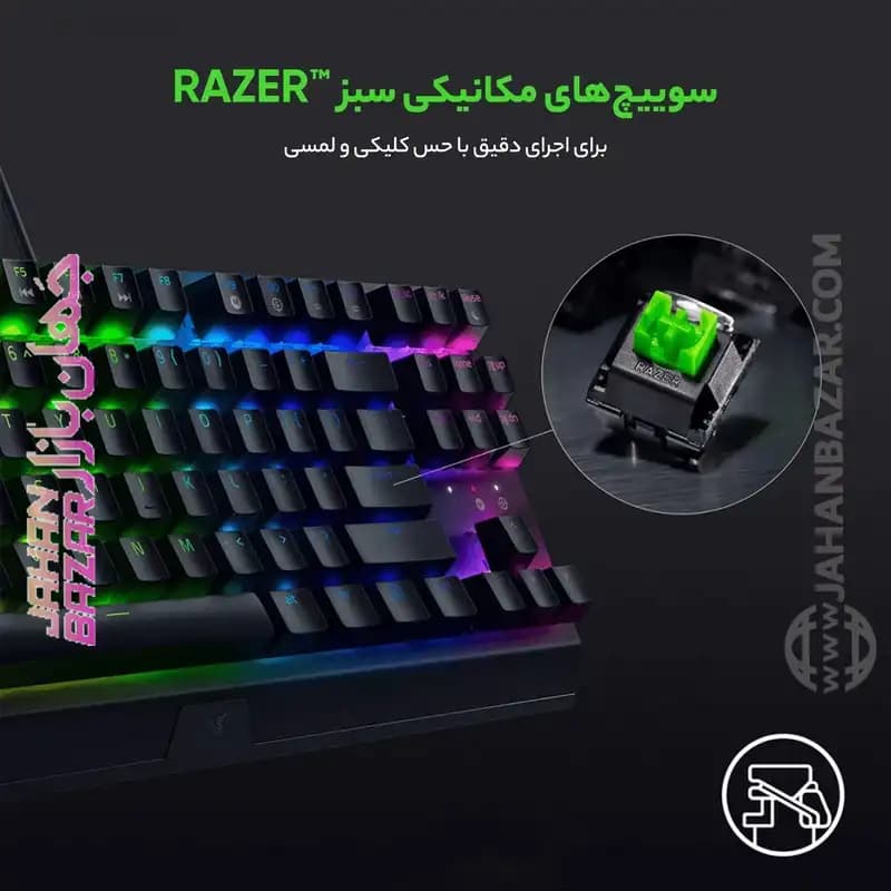 کیبورد گیمینگ ریزر Razer مدل BlackWidow X TKL Green Switch — تصویر ۶