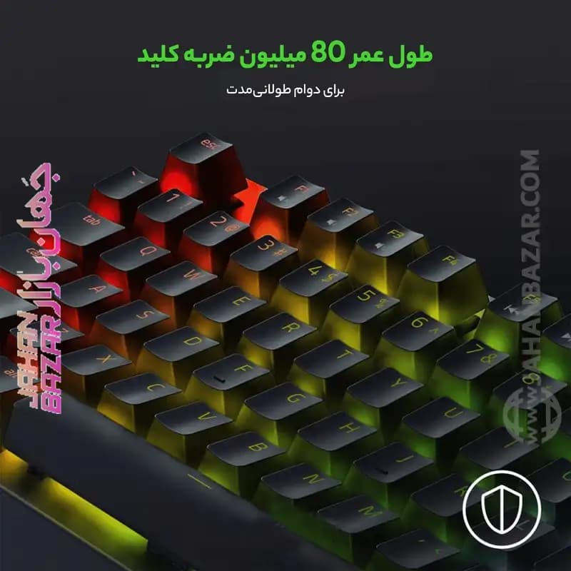 کیبورد گیمینگ ریزر Razer مدل BlackWidow X TKL Green Switch — تصویر ۴