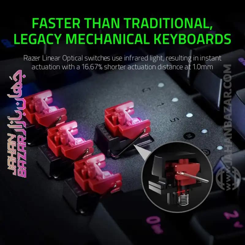 کیبورد گیمینگ ریزر Razer مدل HUNTSMAN ELITE Red Switch — تصویر ۳