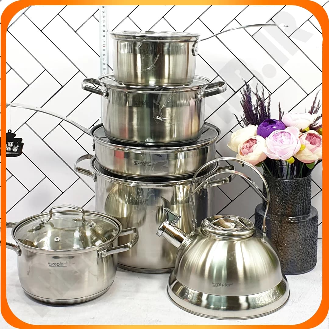 سرویس قابلمه 12 پارچ کتری دار 2777 استیل زیپتر