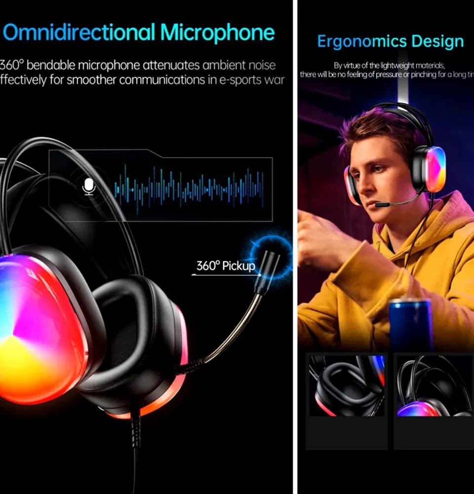 هدست سیم دار RGB گیمینگ AWEI مدل GM-11 — تصویر ۲