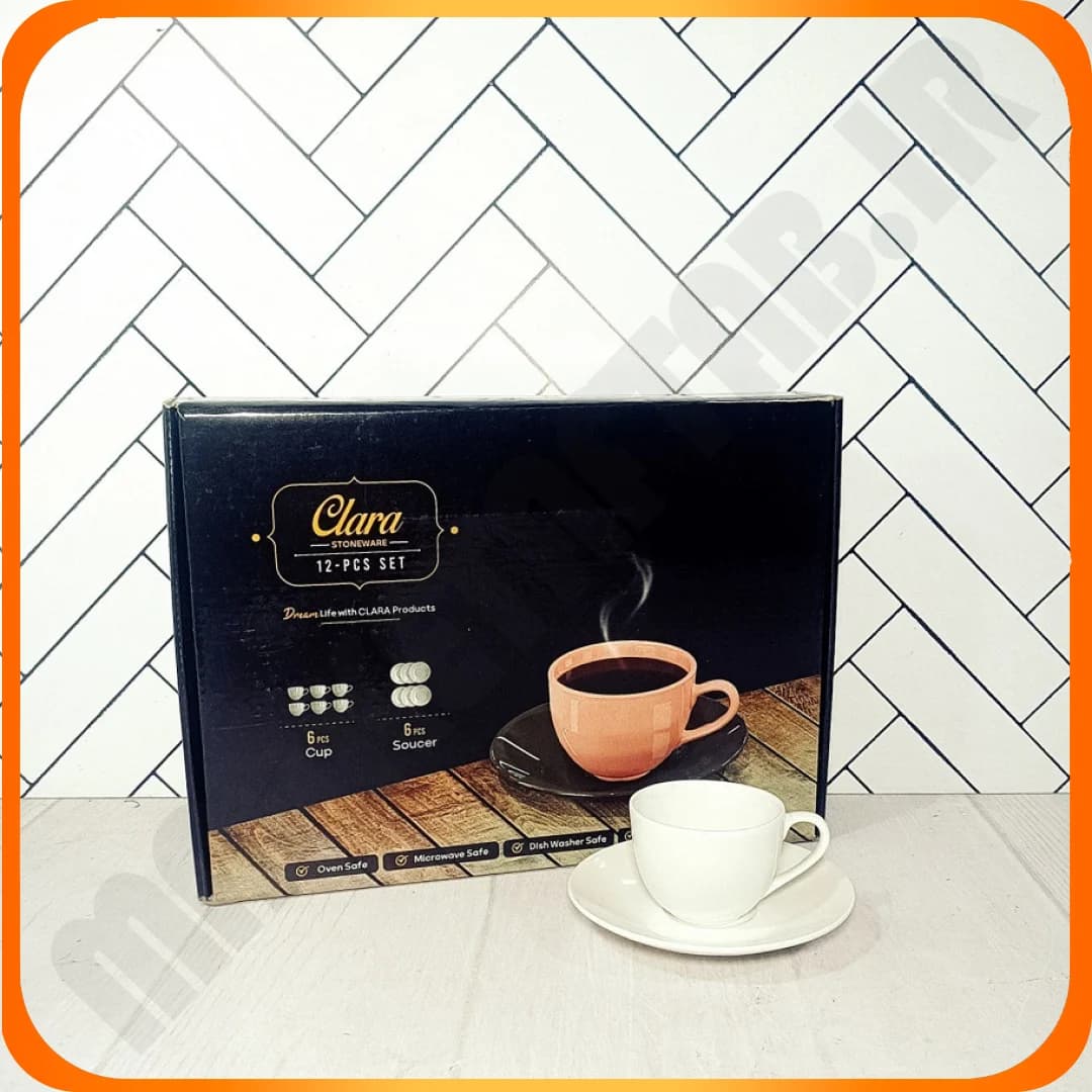 سرویس 12 پارچه چینی چای خوری نور سفید مهروز