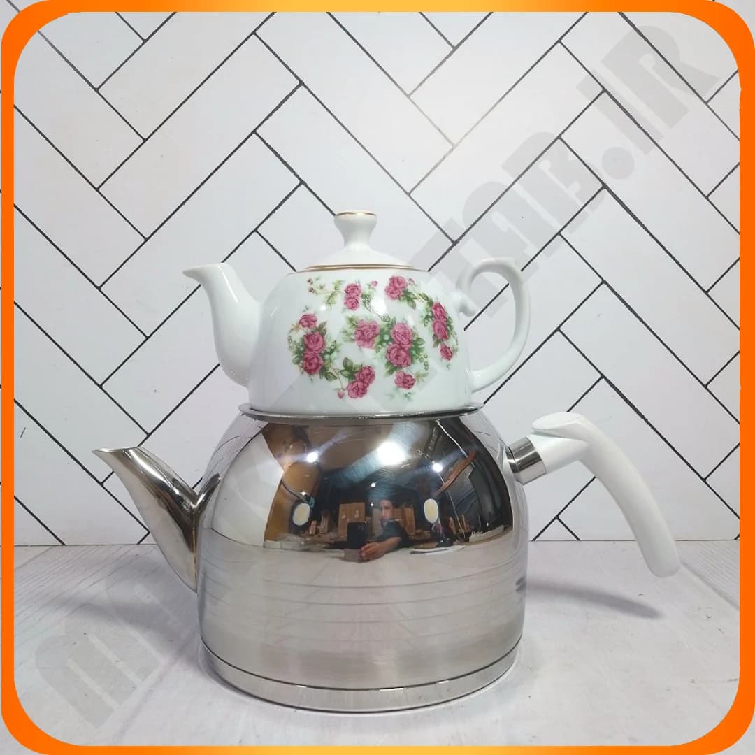کتری قوری استیل تک دسته باکالایت (قوری چینی) ناسیونال — تصویر ۲
