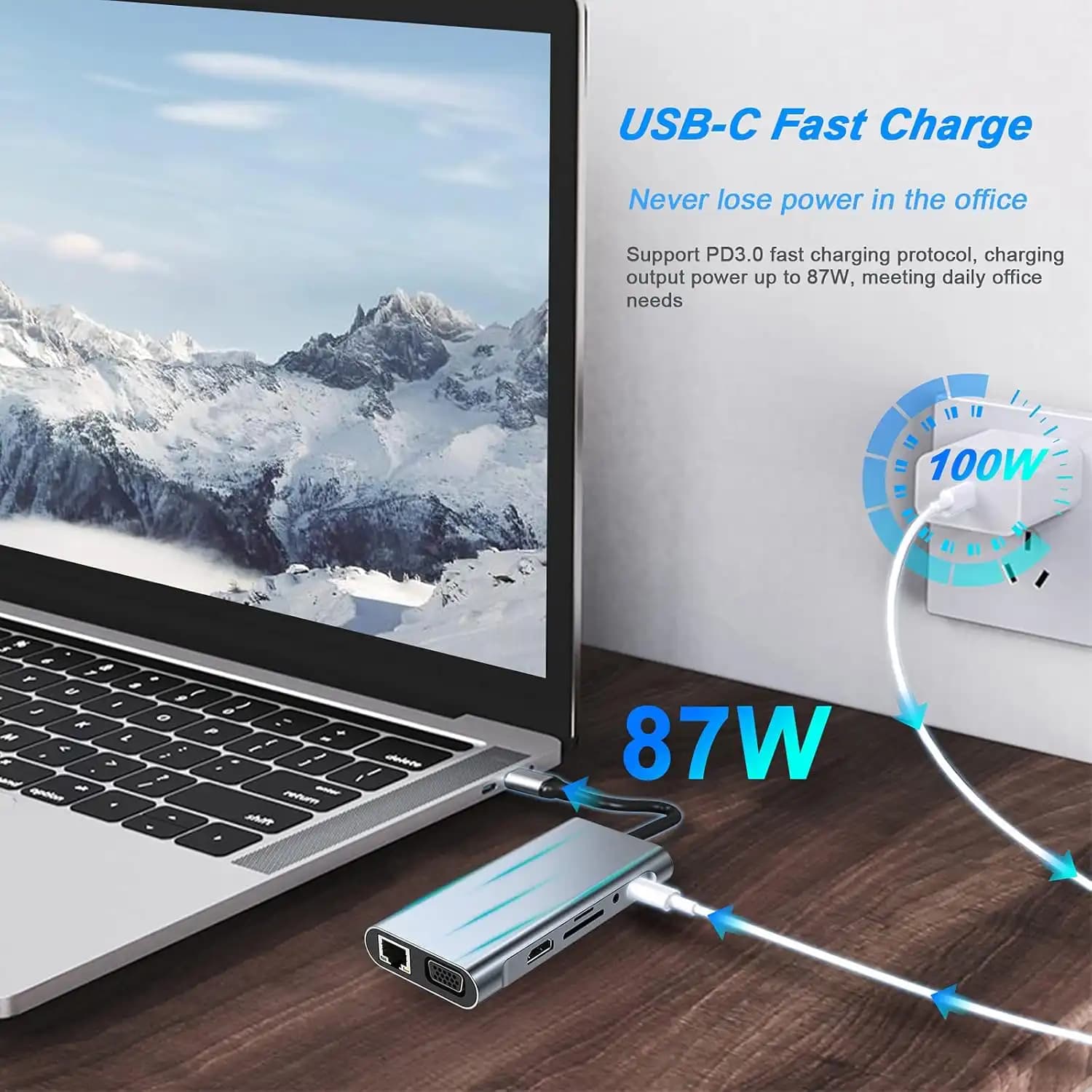 هاب آداپتور تایپ سی 11 پورت USB Type C به HDMI — تصویر ۴