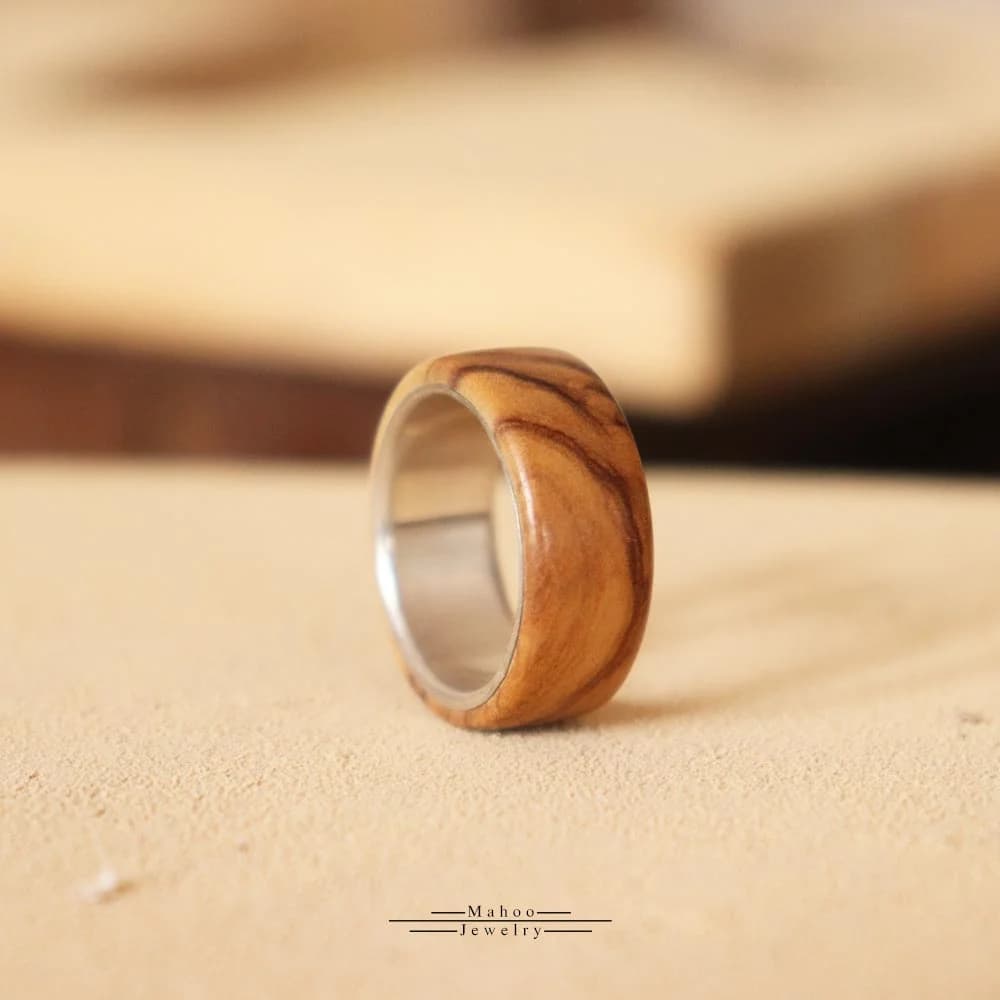 انگشتر نقره و چوب زیتون مدل R0119 — تصویر ۶
