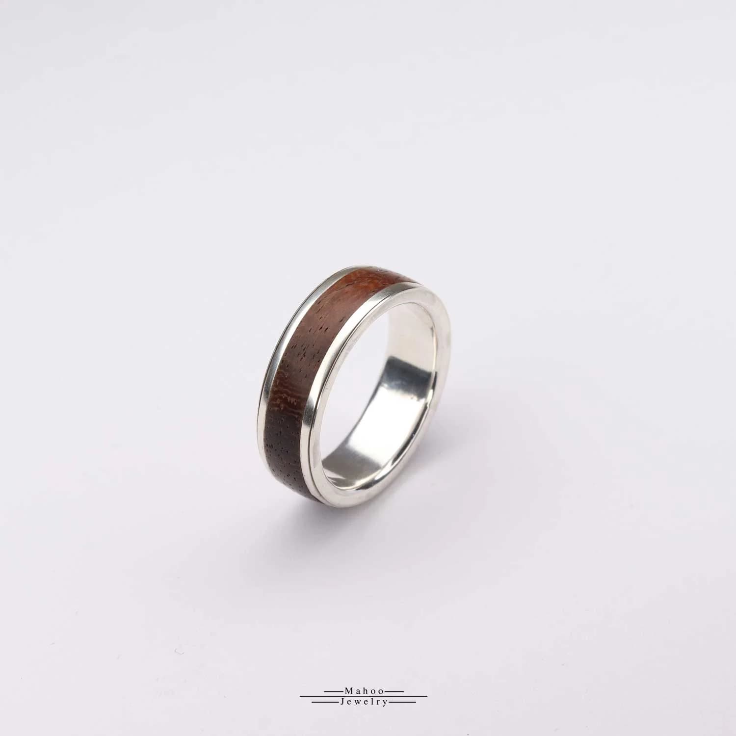 انگشتر نقره و چوب رز مدل R0142