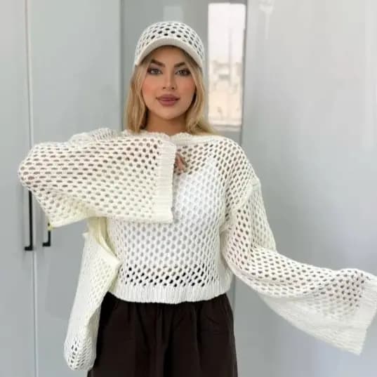 بلوز زنانه قلاب بافی — تصویر ۸