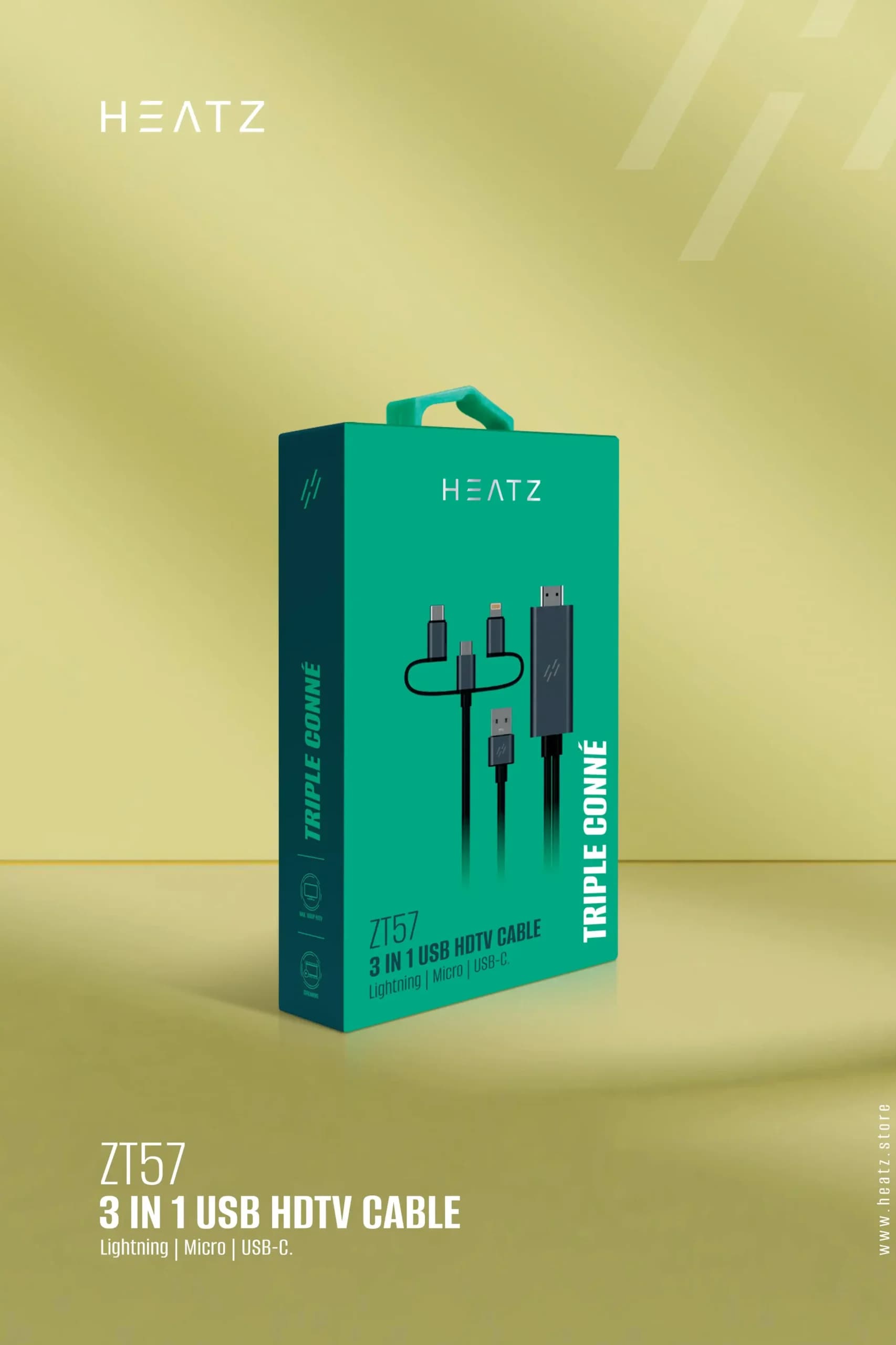تبدیل کابلی 3 در 1 تبدیل انواع USB به HDMI مدل ZT57 heatz
