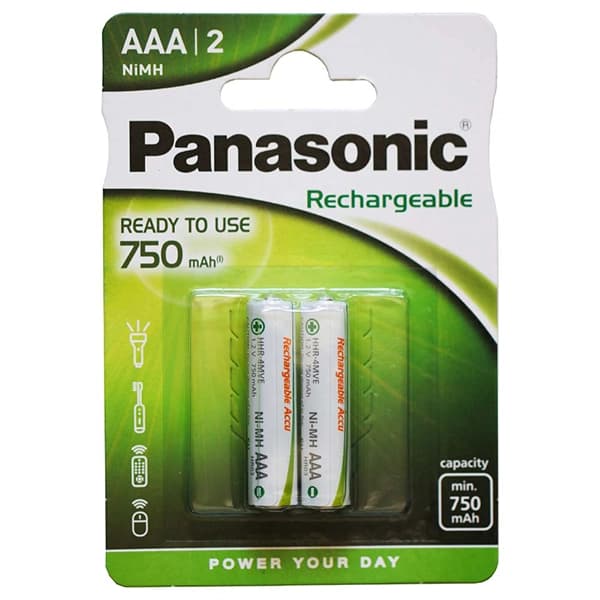 باتری نیم قلمی شارژی پاناسونیک 750mAh بسته 2 عددی