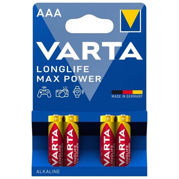 باتری نیم قلمی وارتا Longlife Max Power بسته 4 عددی — تصویر ۹