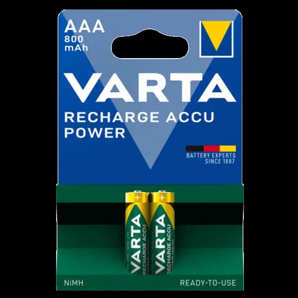 باتری نیم قلمی شارژی وارتا 800mAh بسته 2 عددی