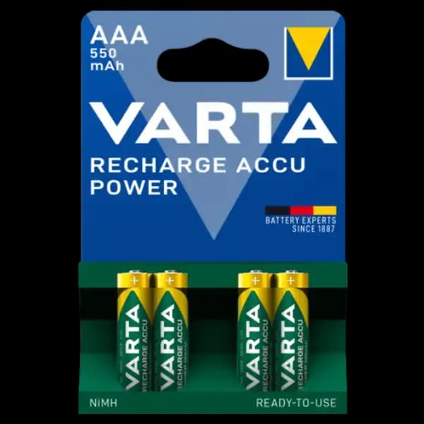 باتری نیم قلمی شارژی وارتا 550mAh بسته 4 عددی