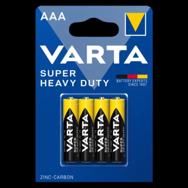 باتری نیم قلمی وارتا heavy duty بسته 4 عددی