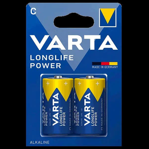 باتری آلکالاین متوسط سایز C وارتا Longlife Power بسته 2 عددی