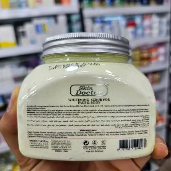 اسکراب شیر الاغ دکتر اسکین برای صورت و بدن ۵۰۰ گرم — تصویر ۲