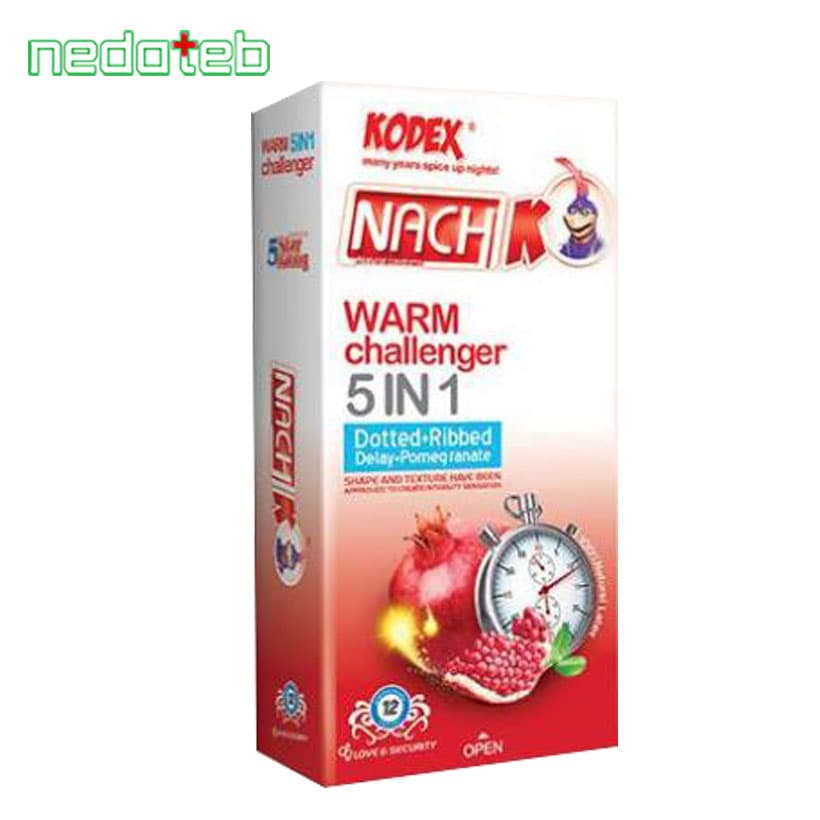 کاندوم تنگ کننده و تاخیری کدکس مدل Warm Challenger 5in1 بسته 12 عددی
