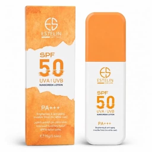 لوسیون ضد آفتاب استلین نارنجی اورجینال SPF 50 فاقد چربی روشن‌کننده و ضد لک با نیاسینامید و گلوتاتیون 75 میلی‌لیتر