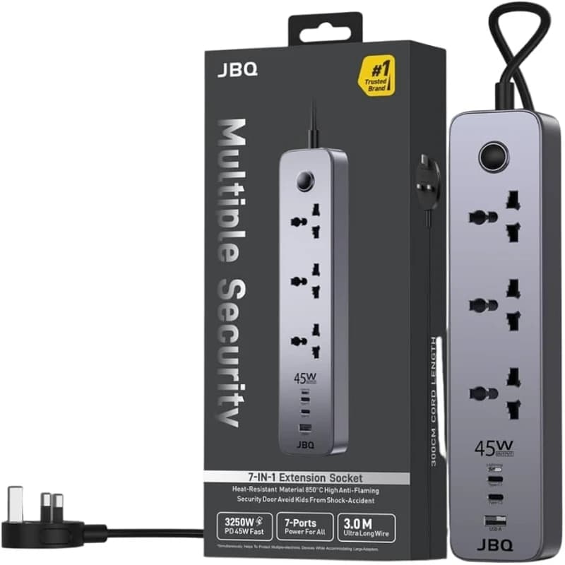چندراهی برق جی بی کیو مدل 7in1 extention socket