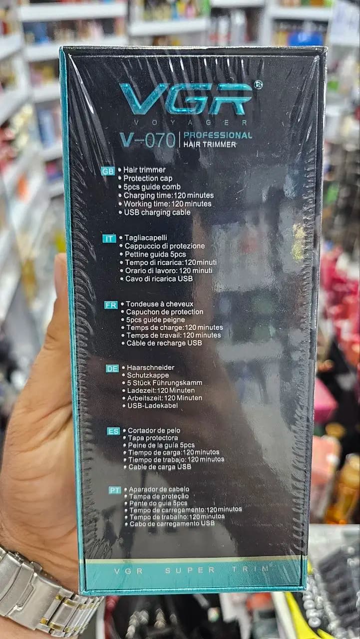 ماشین اصلاح مردانه وی جی آر VGR مدل V-070 اصلی دو سرعته (ماشین اصلاح 2کاره،ریش تراش صورت،خط زن) کیفیت بالا — تصویر ۵