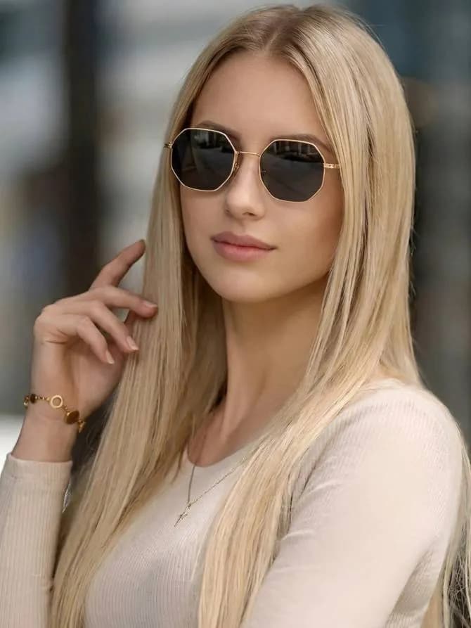 عینک آفتابی چند ضلعی مشکی مردانه زنانه کد 23