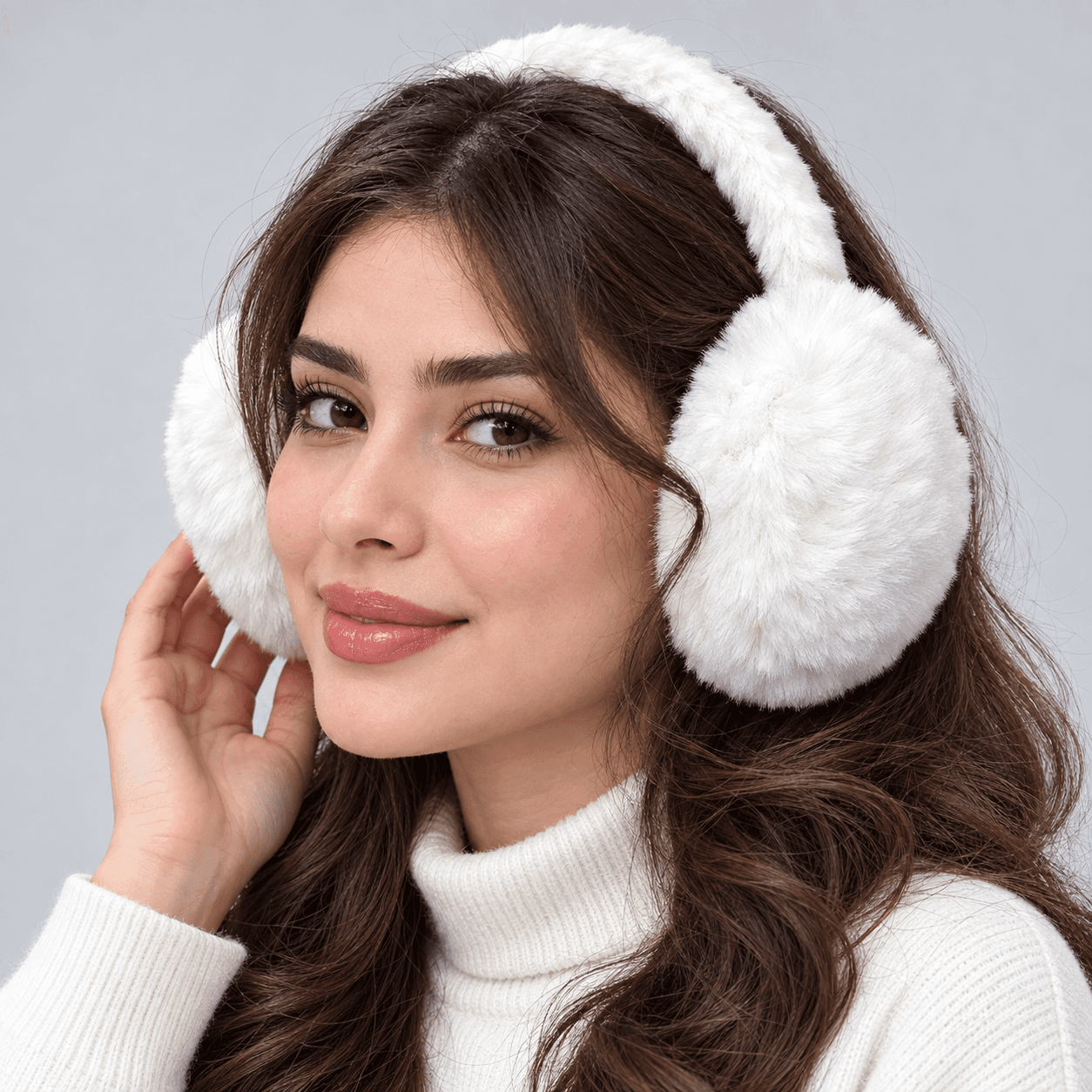 گوش گیر خزدار تاشو سفید وارداتی — تصویر ۲