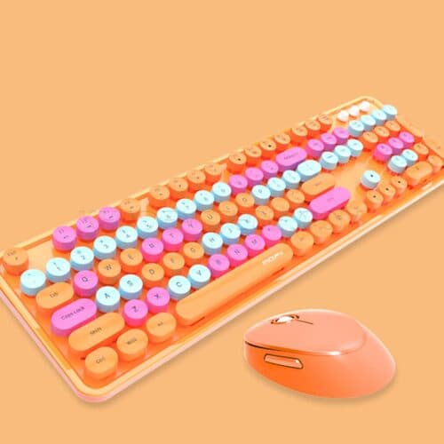 کیبورد و ماوس بی سیم مافی مدل MOFII CANDY XR فانتزی نارنجی — تصویر ۷