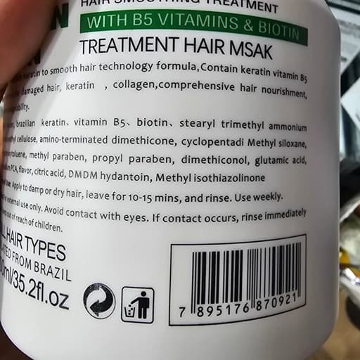 ماسک مو لوما فوفو کراتینه برزیلی، نرم کننده کیفیت عالی، حاوی بیوتین و ویتامینه حجم 1000 میل — تصویر ۸