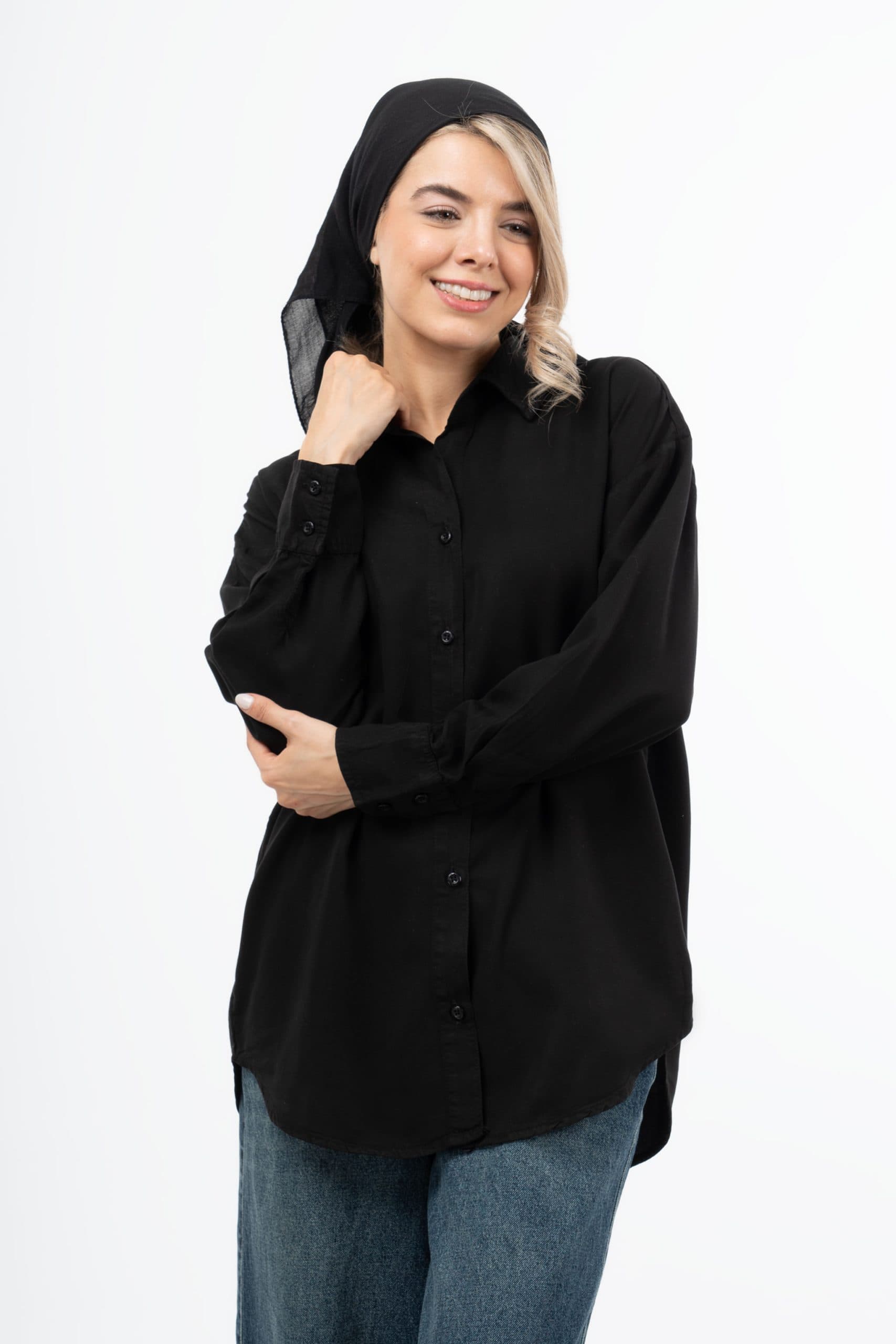شومیز سیلک پریمیوم مشکی 0006746 — تصویر ۴