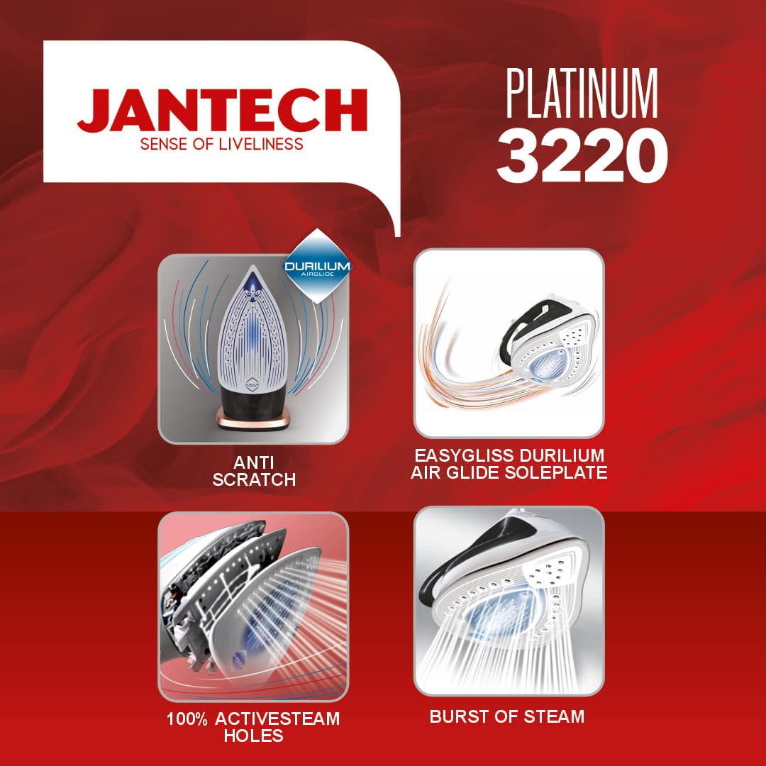 اتو بخار پروگلاید جانتک مدل PLATINUM 3220 — تصویر ۴