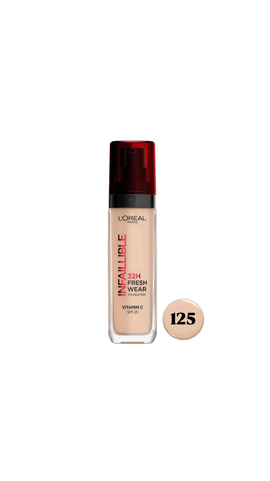 کرم پودر ۳۲ ساعته شیشه ای اینفالیبل لورال شماره ۱۲۵ LOREAL دو لیبل — تصویر ۹