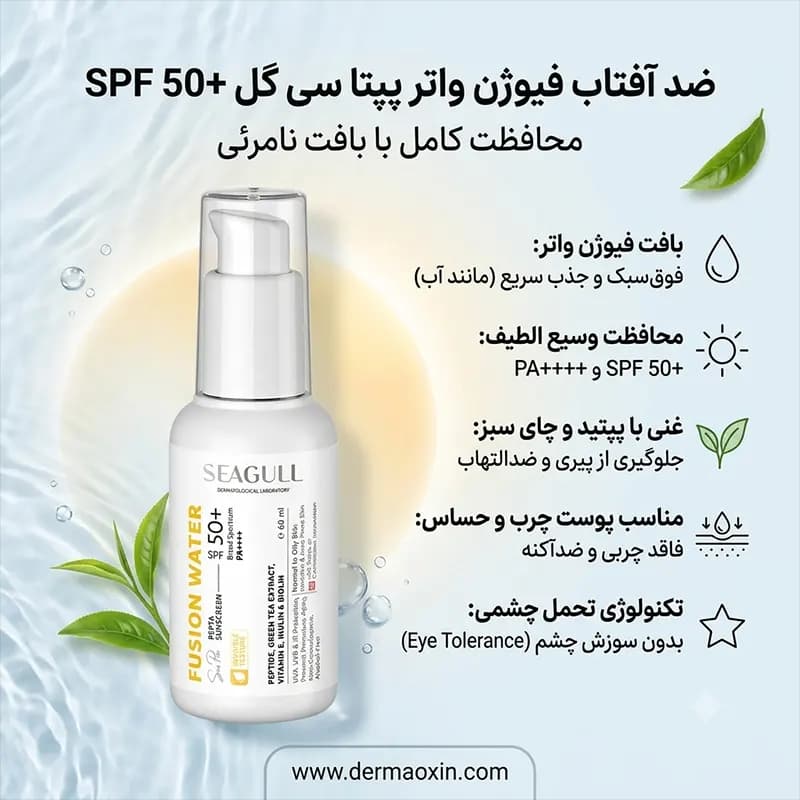 ضد آفتاب پپتا فیوژن واتر SPF50 سی گل — تصویر ۵