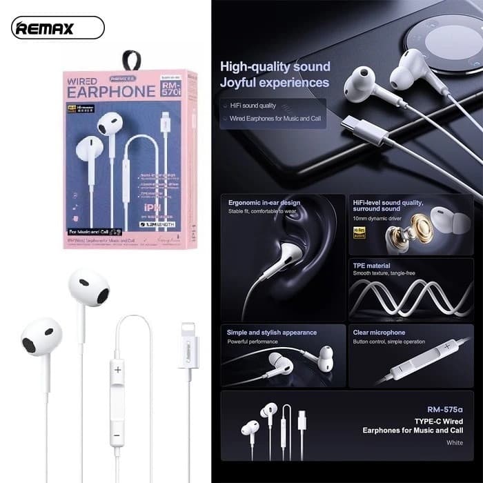 هندزفری ریمکس مدل RM-570i Lightning — تصویر ۷