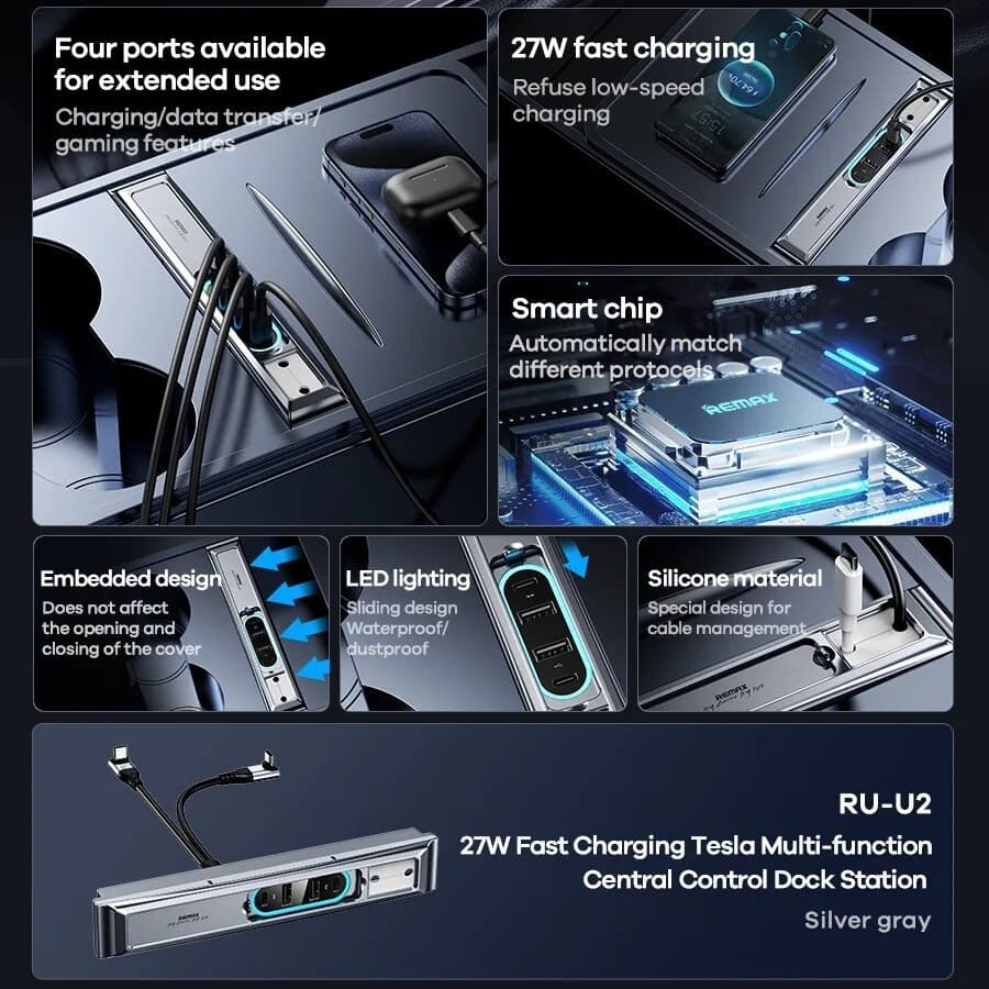 هاب ۴ پورت USB-C ریمکس مدل RU-U2 | مشکی — تصویر ۶