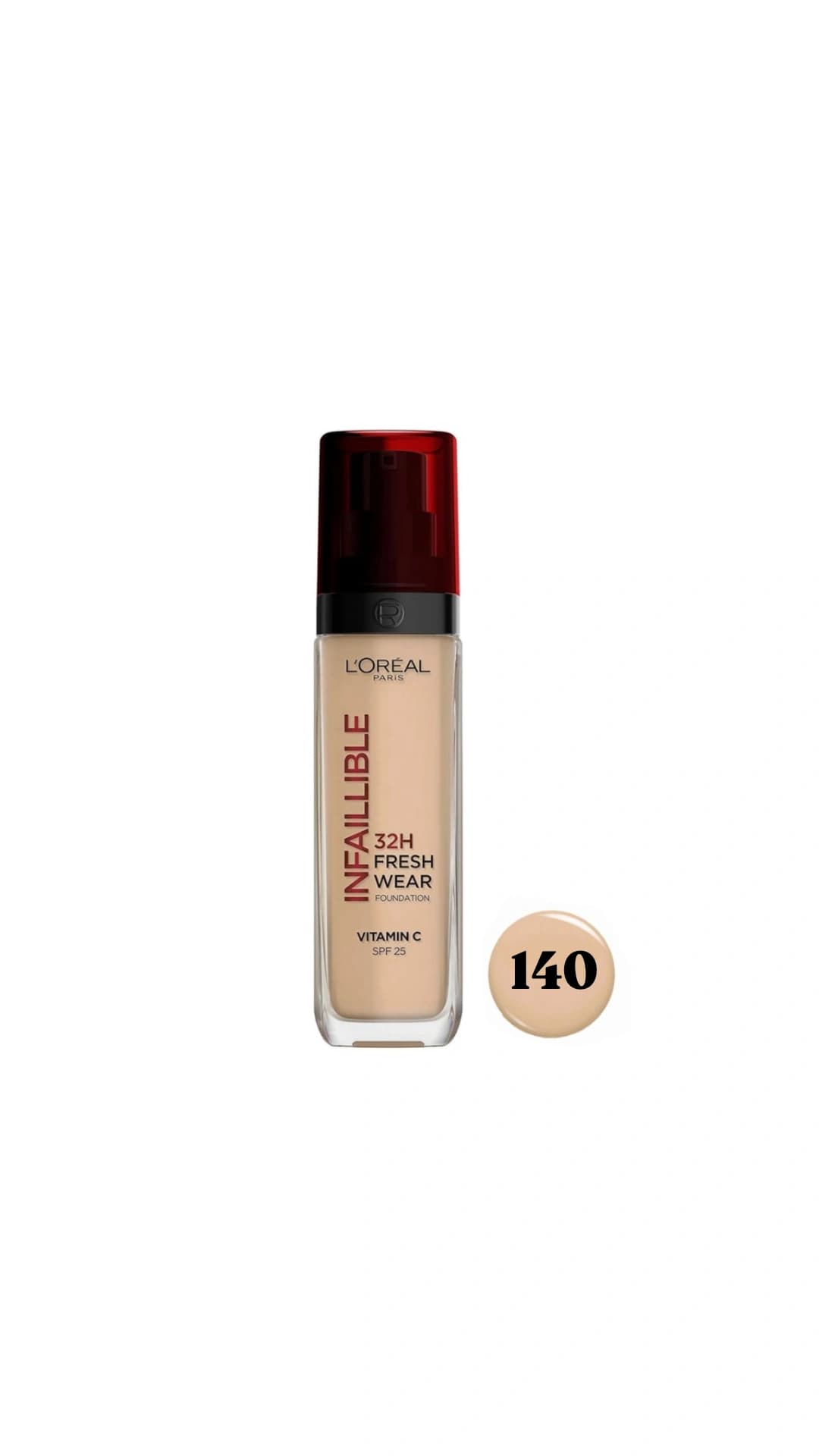 کرم پودر ۳۲ ساعته شیشه ای اینفالیبل لورال شماره ۱۴۰ LOREAL دو لیبل — تصویر ۹