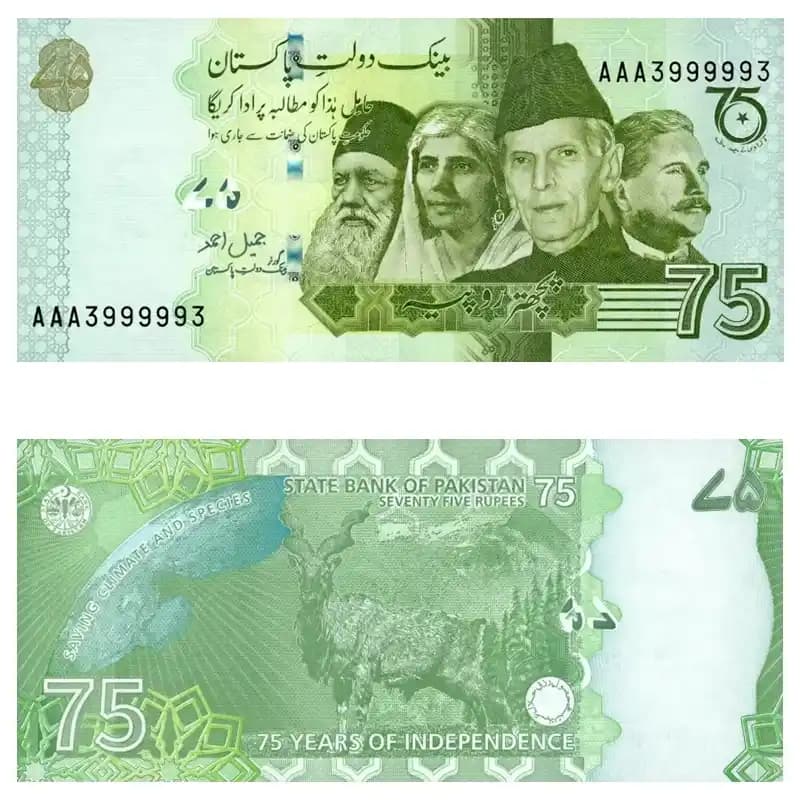 اسکناس 75 روپیه پاکستان — تصویر ۷