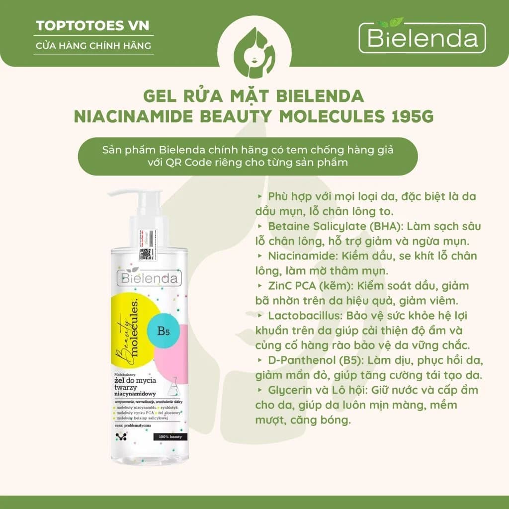 ژل شستشوی Molecules بی‌یلندا Beauty Molecules نیاسینامید حجم 195 میلی‌متر — تصویر ۶
