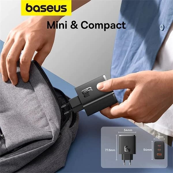 شارژر 65 وات بیسوس مدل Cube Pro سه پورت — تصویر ۱۱