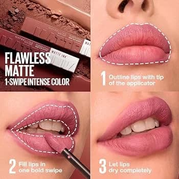 رژلب‌مایع 65 Seductress میبلین سوپر استی مات اینک حجم 5 میلی‌لیتر — تصویر ۲