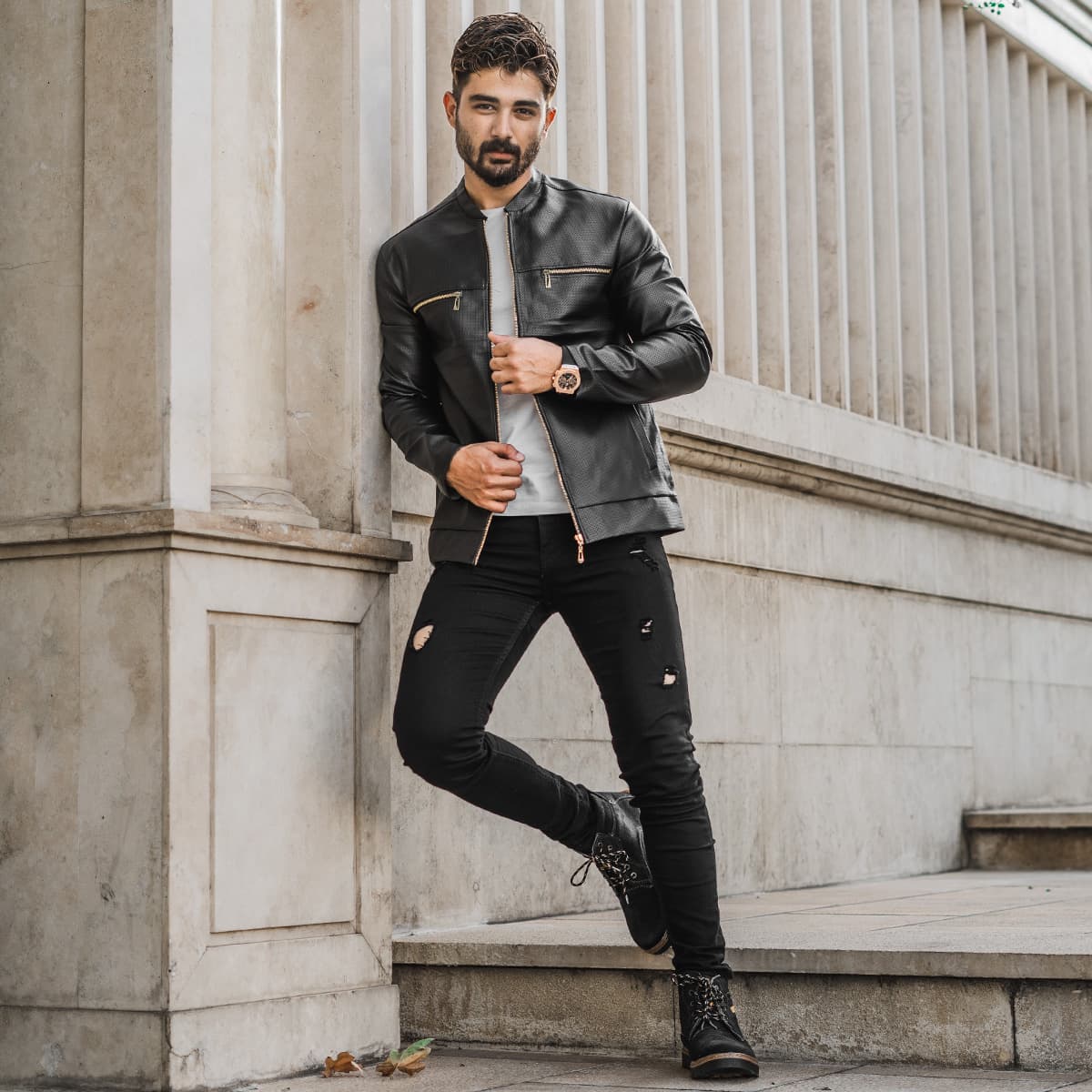کاپشن چرم مردانه مدل SERGIO — تصویر ۵