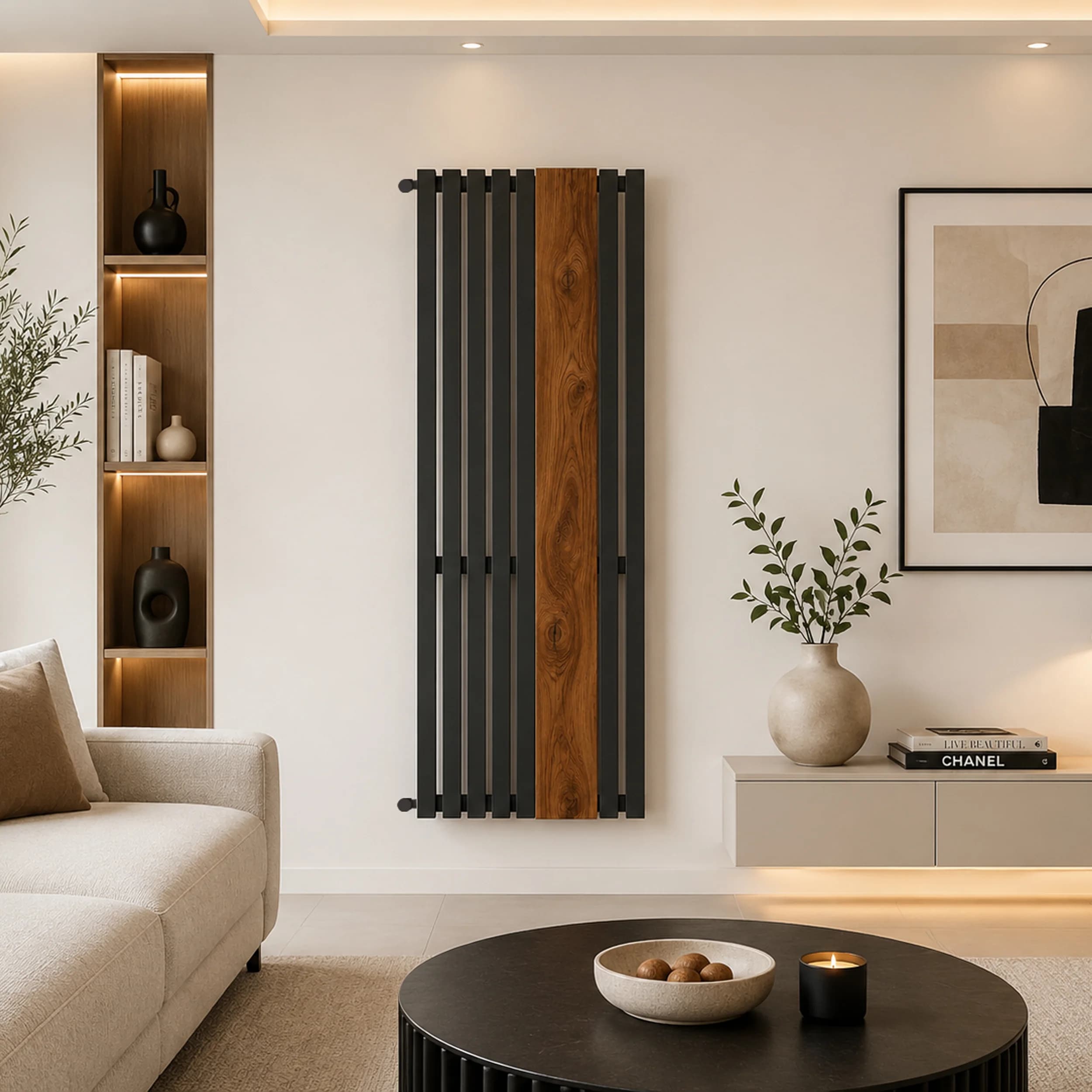 رادیاتور ایستاده هاتیپس مدل استیل آلترمو سایز 50*140 مشکی — تصویر ۲