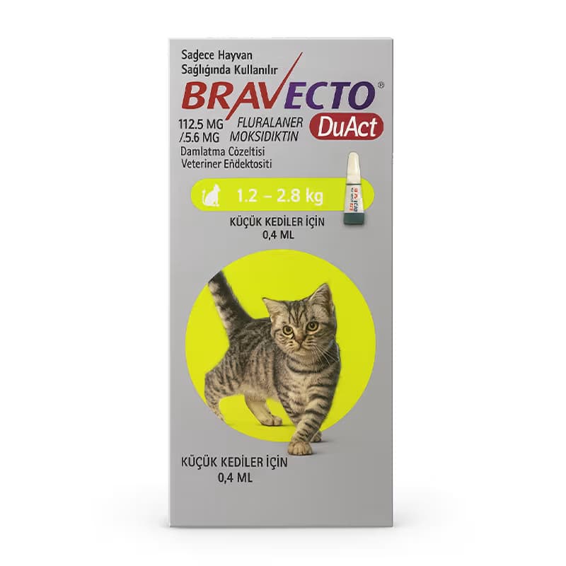 قطره ضد کک، کنه و انگل گربه براوکتو وزن 1.2 تا 2.8 کیلوگرم Bravecto (سبز) تولید اتریش — تصویر ۲